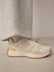 Neutral Standard Fit Forever Comfort® Leather Suede Panel Detail Chunky Trainers - Image 4 of 10