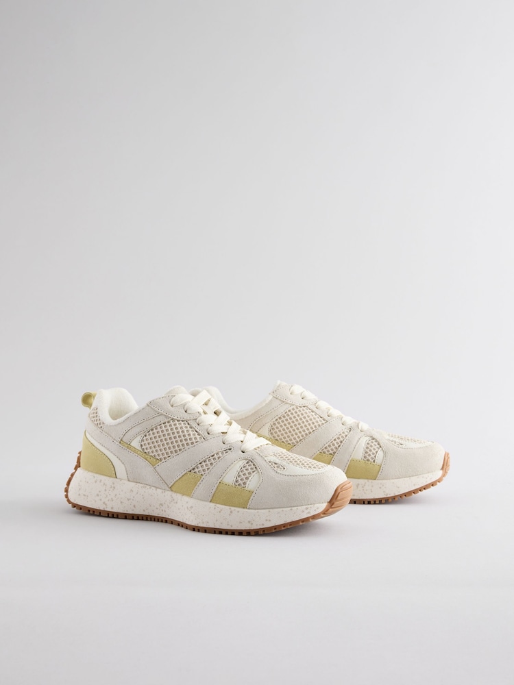 Neutral Standard Fit Forever Comfort® Leather Suede Panel Detail Chunky Trainers - Image 6 of 10