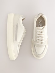 White Forever Comfort® Leather Chunky Panel Detail Lace Up Trainers - Image 1 of 11
