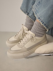White Forever Comfort® Leather Chunky Panel Detail Lace Up Trainers - Image 2 of 11