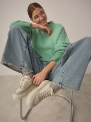 White Forever Comfort® Leather Chunky Panel Detail Lace Up Trainers - Image 3 of 11