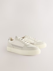 White Forever Comfort® Leather Chunky Panel Detail Lace Up Trainers - Image 8 of 11