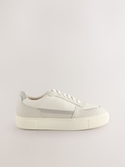 White Forever Comfort® Leather Chunky Panel Detail Lace Up Trainers - Image 9 of 11