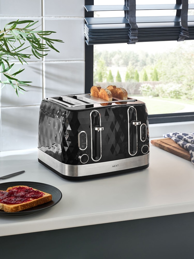 Black Facet 4 Slot Toaster - Image 1 of 6