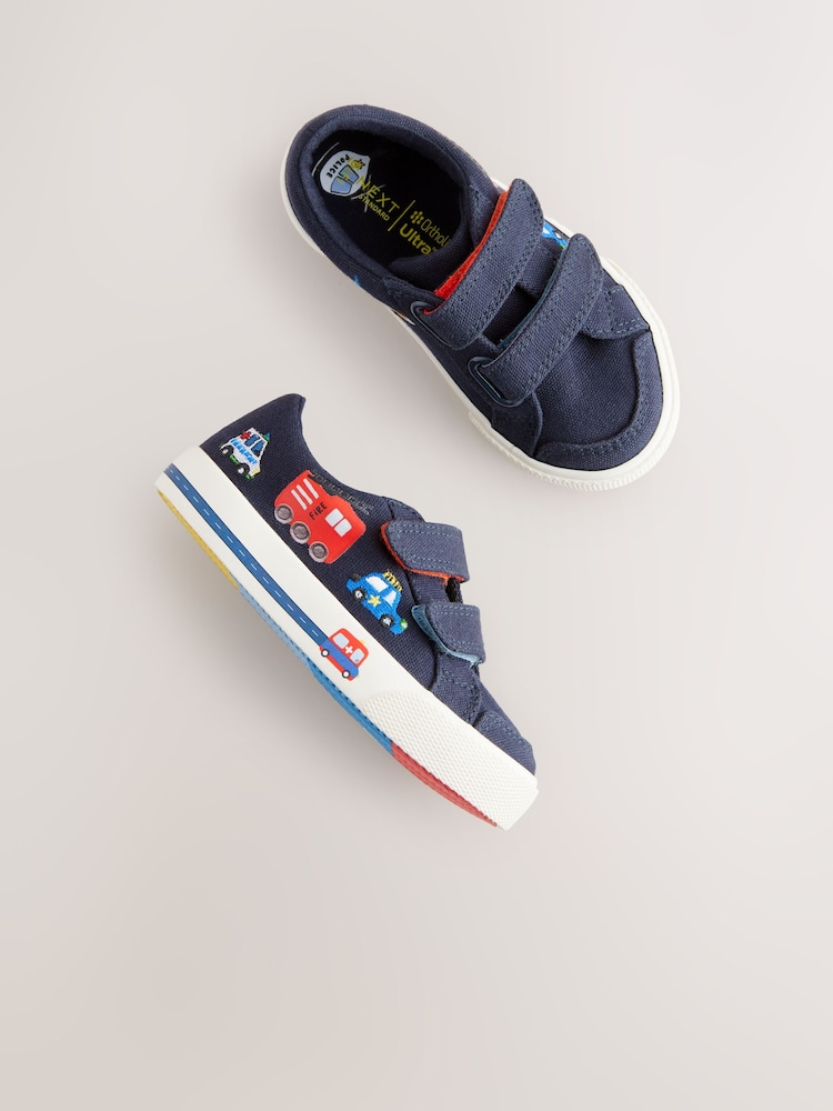 Navy Blue Cars Wide Fit (G) Two Strap Touch Fastening Trainers - Image 3 of 7