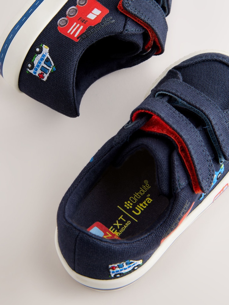 Navy Blue Cars Wide Fit (G) Two Strap Touch Fastening Trainers - Image 4 of 7