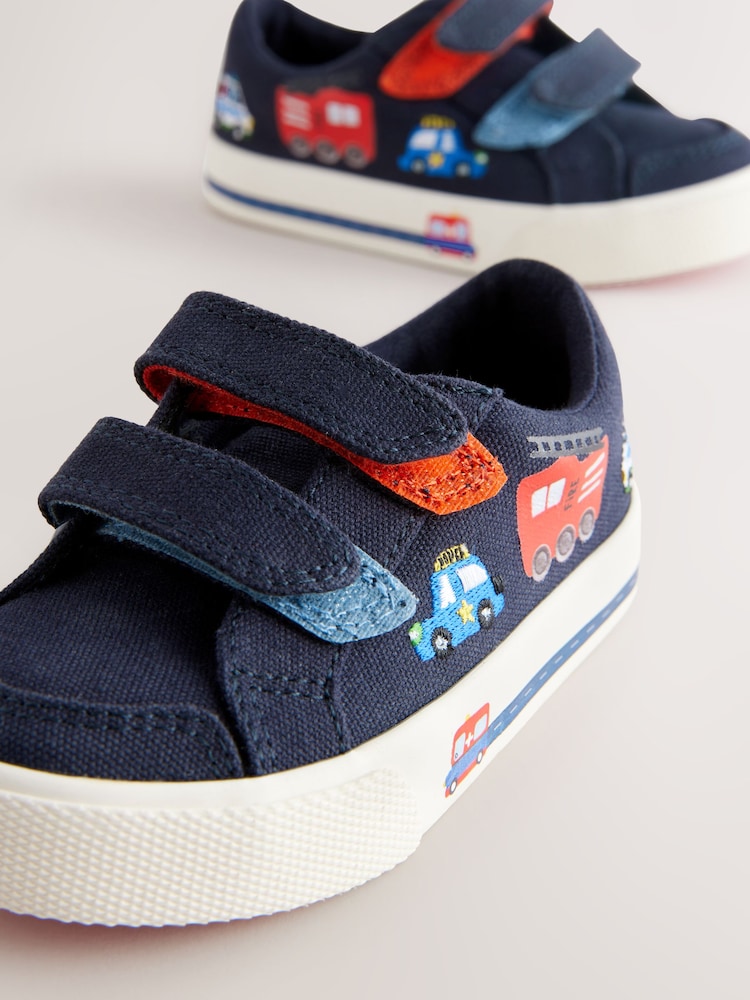 Navy Blue Cars Wide Fit (G) Two Strap Touch Fastening Trainers - Image 5 of 7