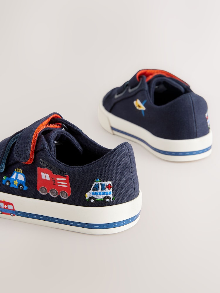 Navy Blue Cars Wide Fit (G) Two Strap Touch Fastening Trainers - Image 6 of 7