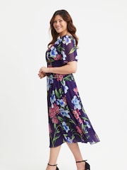 Scarlett & Jo Blue Victoria Angel Sleeve Mesh Midi Long Dress - Image 3 of 4