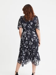 Scarlett & Jo Off Black Julie Wine Cream Hanky Hem Dress - Image 4 of 4
