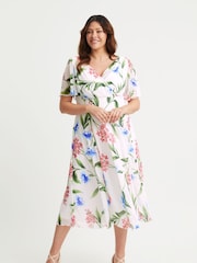 Scarlett & Jo Pink Victoria Angel Sleeve Mesh Midi Long Dress - Image 1 of 4