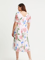 Scarlett & Jo Pink Victoria Angel Sleeve Mesh Midi Long Dress - Image 4 of 4