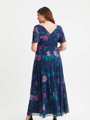 Scarlett & Jo Blue Curve Isabelle Angel Sleeve Maxi Dress - Image 4 of 4