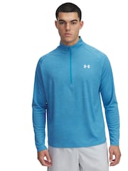 Under Armour Blue Tech Textured 1/2 Zip Sweatshirt - Image 1 of 3