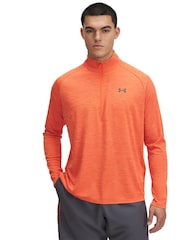 Under Armour Orange Tech Textured 1/2 Zip Sweatshirt - Image 1 of 4