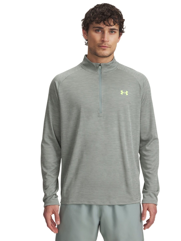 Under Armour Grey Tech Textured 1/2 Zip Sweat Top - Image 1 of 2