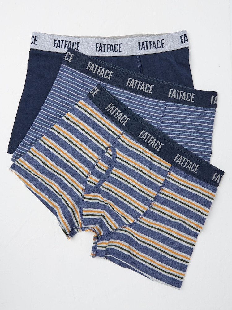 Marineblauwe strepen - FatFace Classic Boxers 3 Pack - Image 1 of 2