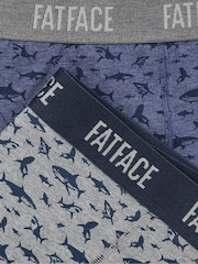 FatFace Grey & Blue Shark Classic Boxers 2 Pack - Image 2 of 2