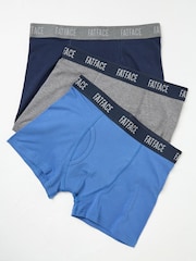 FatFace Blue & Grey Classic Boxers 3 Pack - Image 1 of 2
