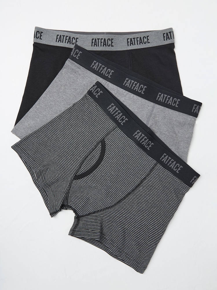 FatFace Black & Grey Classic Boxers 3 Pack - Image 1 of 2