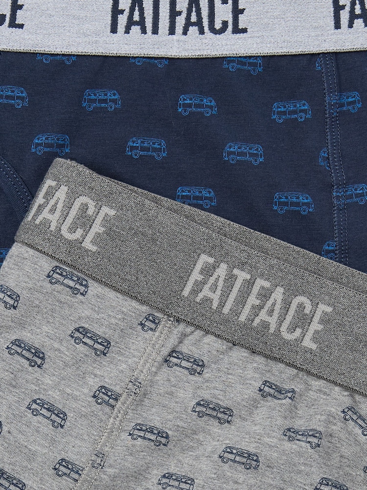 FatFace Blue & Grey Camper Classic Boxers 2 Pack - Image 2 of 2