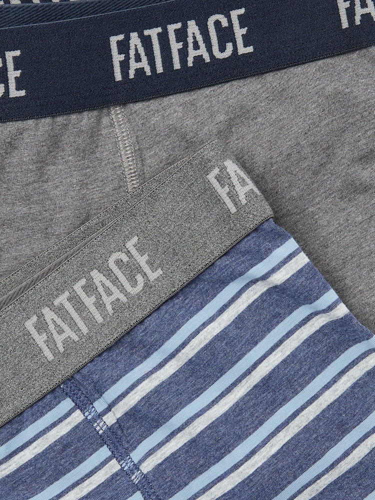 FatFace Grey & Blue Striped Classic Boxers 2 Pack - Image 2 of 2