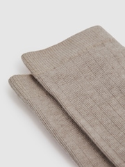 Reiss Neutral Felicia Cotton Blend Ribbed Loafer Socks - Image 2 of 3