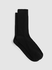 Reiss Black Felicia Cotton Blend Ribbed Loafer Socks - Image 1 of 3