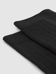 Reiss Black Felicia Cotton Blend Ribbed Loafer Socks - Image 2 of 3