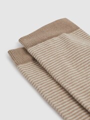 Reiss Neutral Maria Cotton Blend Striped Crew Socks - Image 2 of 3