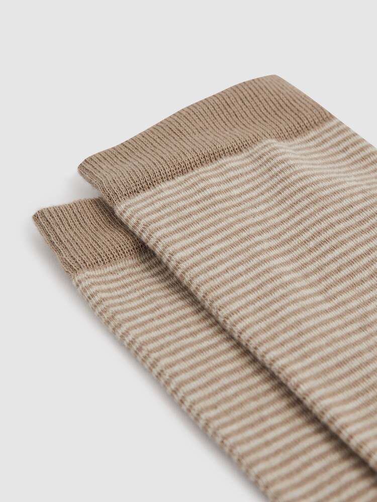 Reiss Neutral Maria Cotton Blend Striped Crew Socks - Image 2 of 3