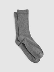 Reiss Charcoal Felicia Cotton Blend Ribbed Loafer Socks - Image 1 of 3