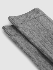 Reiss Charcoal Felicia Cotton Blend Ribbed Loafer Socks - Image 2 of 3