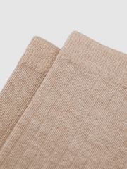 Reiss Oatmeal Felicia Cotton Blend Ribbed Loafer Socks - Image 2 of 2