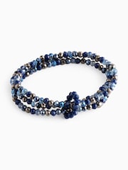 Blue Beaded Stretch Multirow Bracelet - Image 2 of 4