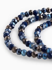 Blue Beaded Stretch Multirow Bracelet - Image 3 of 4