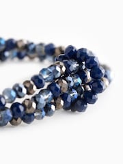 Blue Beaded Stretch Multirow Bracelet - Image 4 of 4
