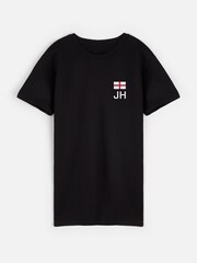 Dollymix Womens 100% Cotton Personalised Come On England Black T-Shirt - Image 2 of 5