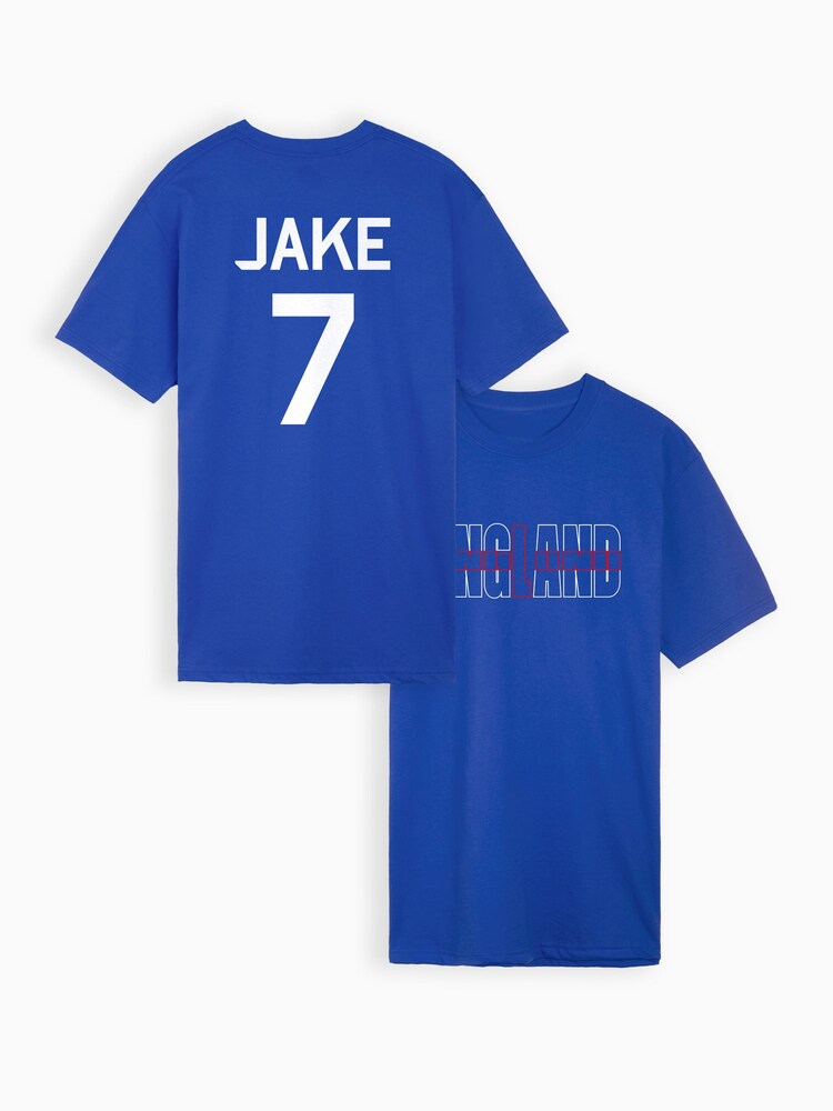 Dollymix Mens Blue 100% Cotton Personalised England T-Shirt - Image 1 of 4