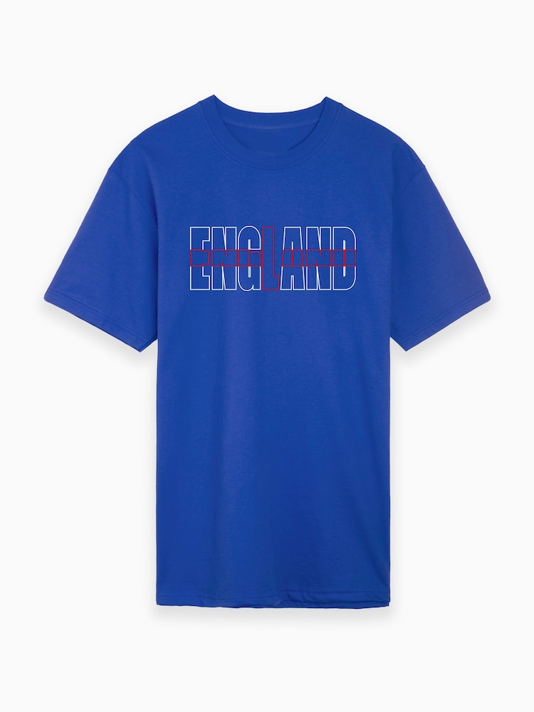 Dollymix Mens Blue 100% Cotton Personalised England T-Shirt - Image 2 of 4