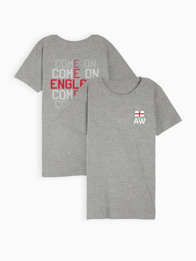 Dollymix Womens 100% Cotton Personalised Come On England Black T-Shirt - Image 1 of 5