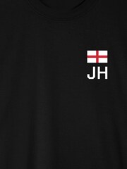 Dollymix Mens 100% Cotton Personalised England Black T-Shirt - Image 4 of 5