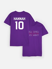 Dollymix Womens Purple 100% Cotton Personalised England T-Shirt - Image 1 of 5