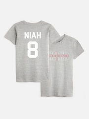Dollymix Womens Grey 100% Cotton Personalised England T-Shirt - Image 1 of 5