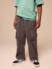 Charcoal Grey 100% Cotton Superwide Cargo Trousers (3-16yrs) - Image 1 of 5