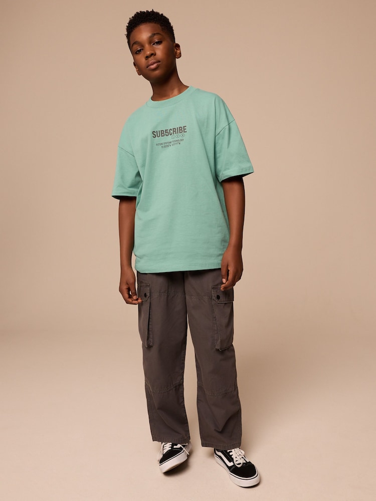 Charcoal Grey 100% Cotton Superwide Cargo Trousers (3-16yrs) - Image 2 of 5