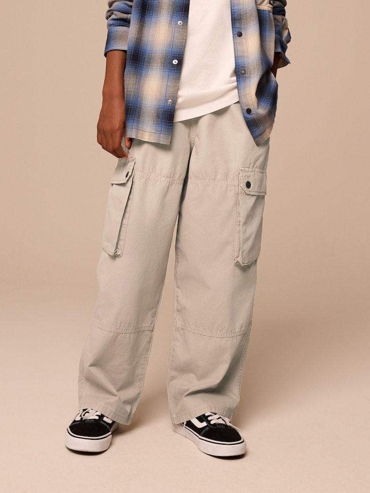 Neutral 100% Cotton Superwide Cargo Trousers (3-16yrs) - Image 1 of 8