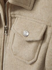 Reiss Oatmeal Peridoe Wool-Blend Melton Trucker Jacket - Image 4 of 4
