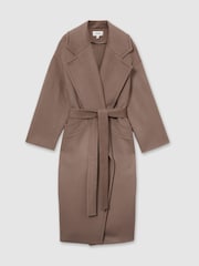 Reiss Mink Neutral Bridget Petite Wool-Blend Blindseam Coat - Image 2 of 7