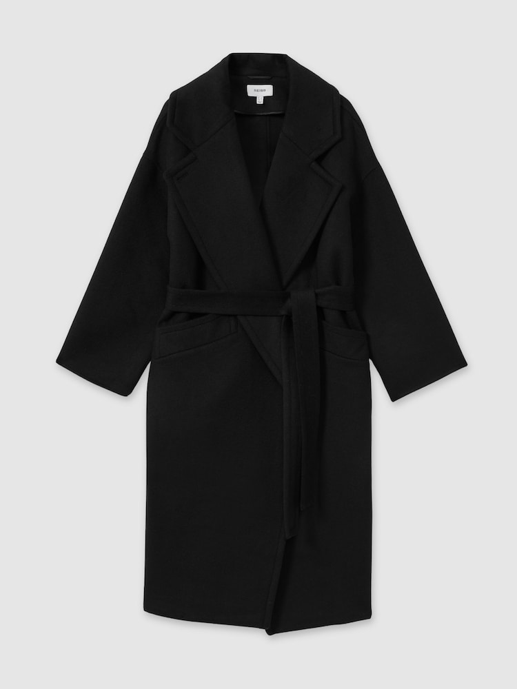 Reiss Black Bridget Petite Wool-Blend Blindseam Coat - Image 2 of 7